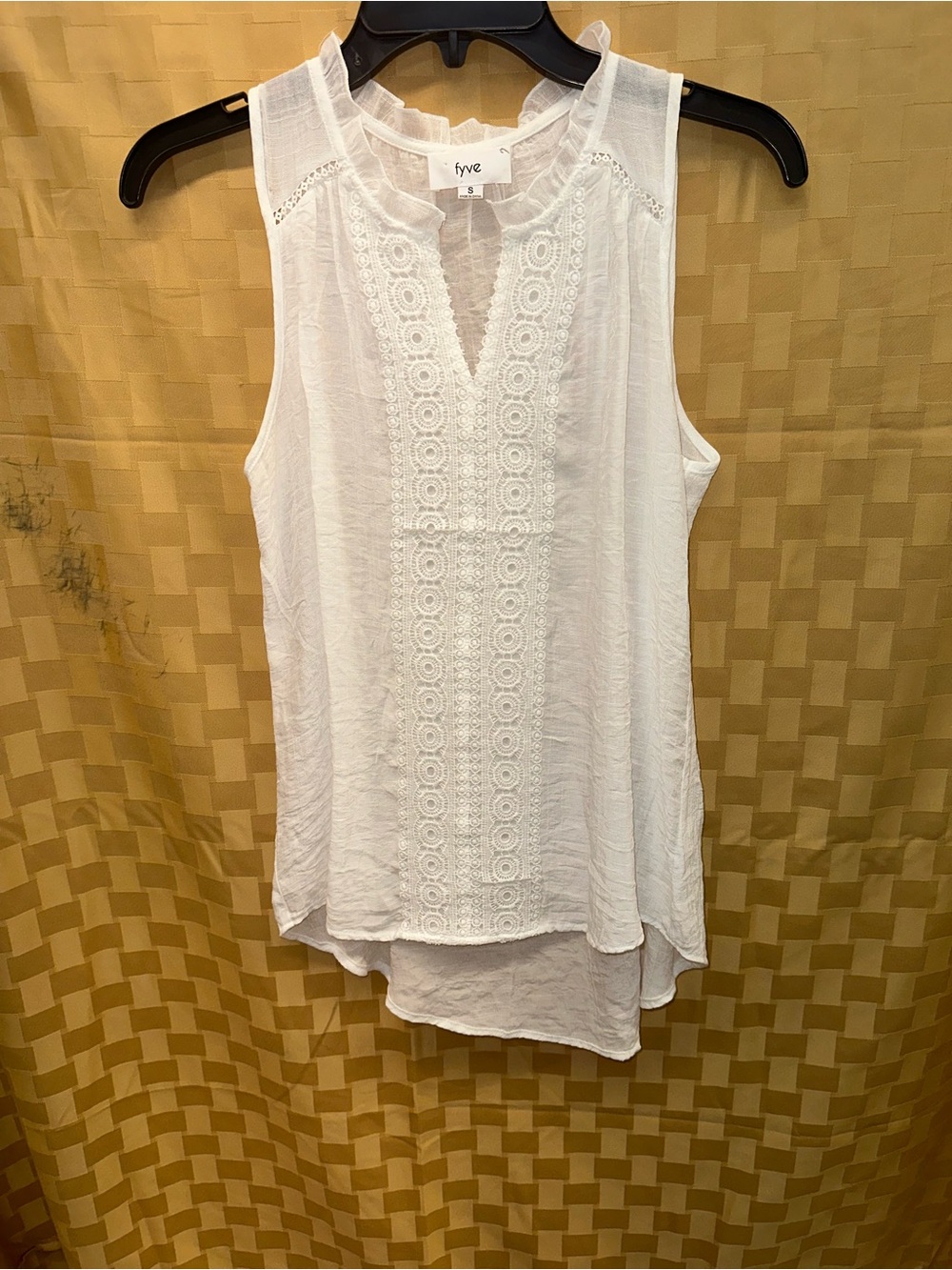 fyve White Sleeveless Embroidered Tank